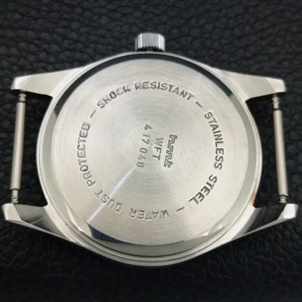 Vintage 1983 HMT Manual Wound Mens Silver Watch & Green accents
